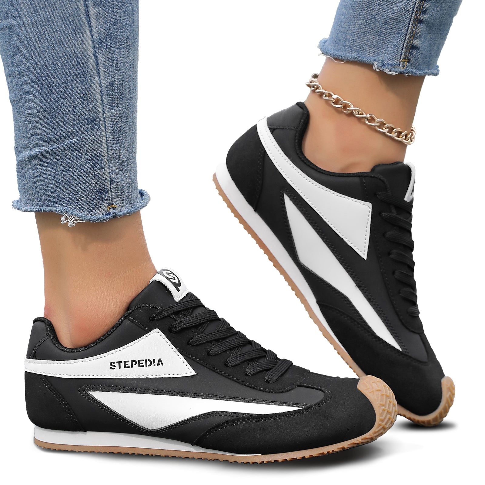 Gexuosn Women Classic Retro Wide Sneakers Casual Tennis Shoe Barefoot Walking Anti Slip Trainers