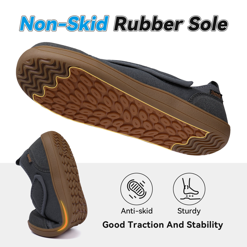Gexuosn Men Wide Width Slippers Diabetic Shoes Adjustable Barefoot Walking Shoes for Arthritis Edema Feet