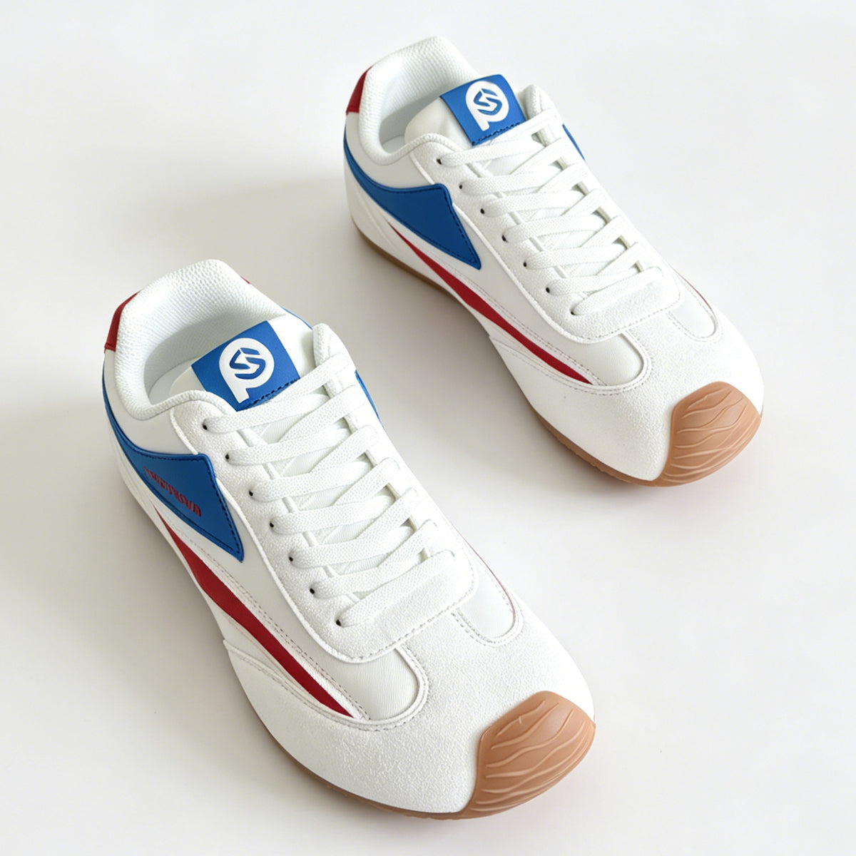 Gexuosn Women Classic Retro Wide Sneakers Casual Tennis Shoe Barefoot Walking Anti Slip Trainers White Blue