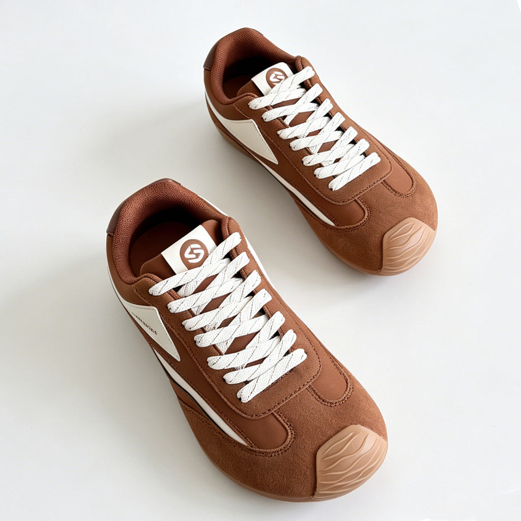 Gexuosn Women Classic Retro Wide Sneakers Casual Tennis Shoe Barefoot Walking Anti Slip Trainers Brown