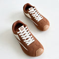 Gexuosn Women Classic Retro Wide Sneakers Casual Tennis Shoe Barefoot Walking Anti Slip Trainers Brown