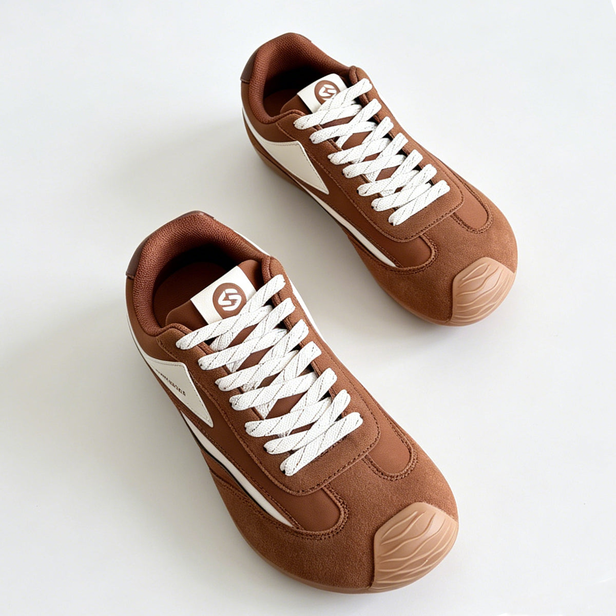 Gexuosn Women Classic Retro Wide Sneakers Casual Tennis Shoe Barefoot Walking Anti Slip Trainers Brown