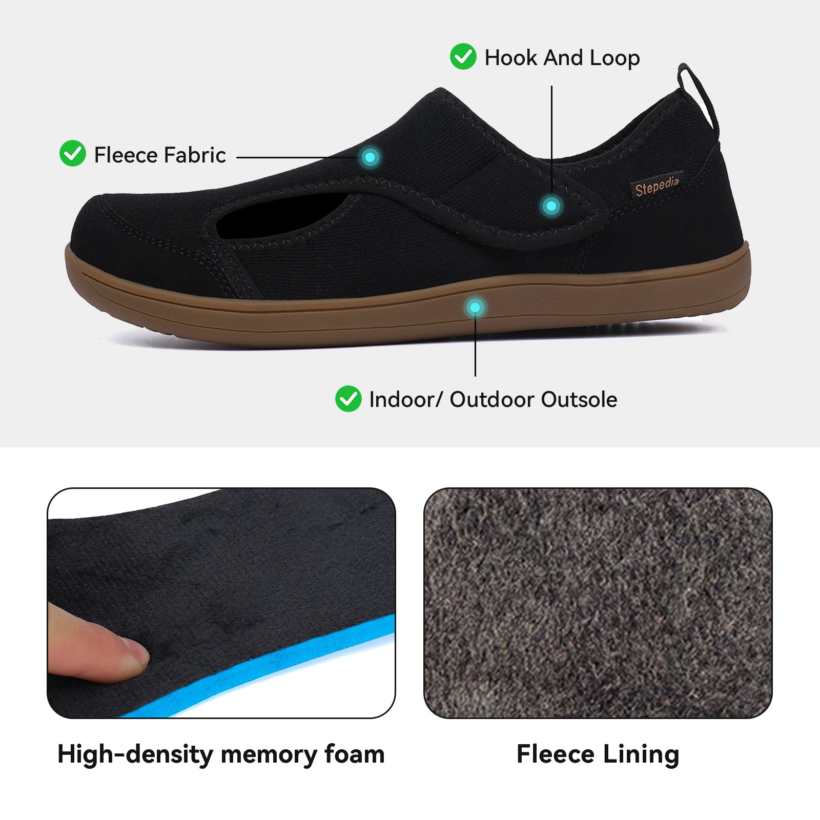 Gexuosn Men Wide Width Slippers Diabetic Shoes Adjustable Barefoot Walking Shoes for Arthritis Edema Feet