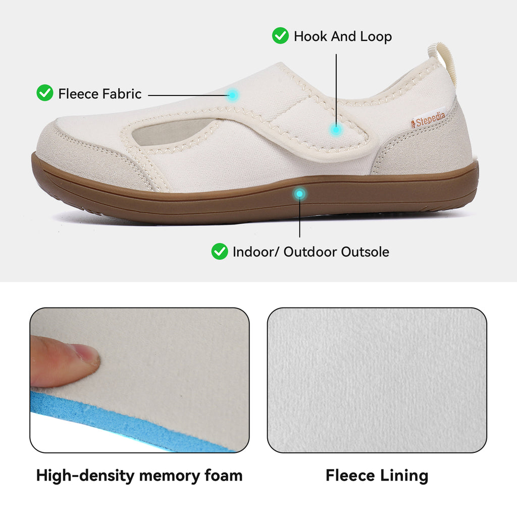Women Wide Shoes Diabetic Shoes Fleece Slippers Indoor Outdoor House Bedroom Slippers