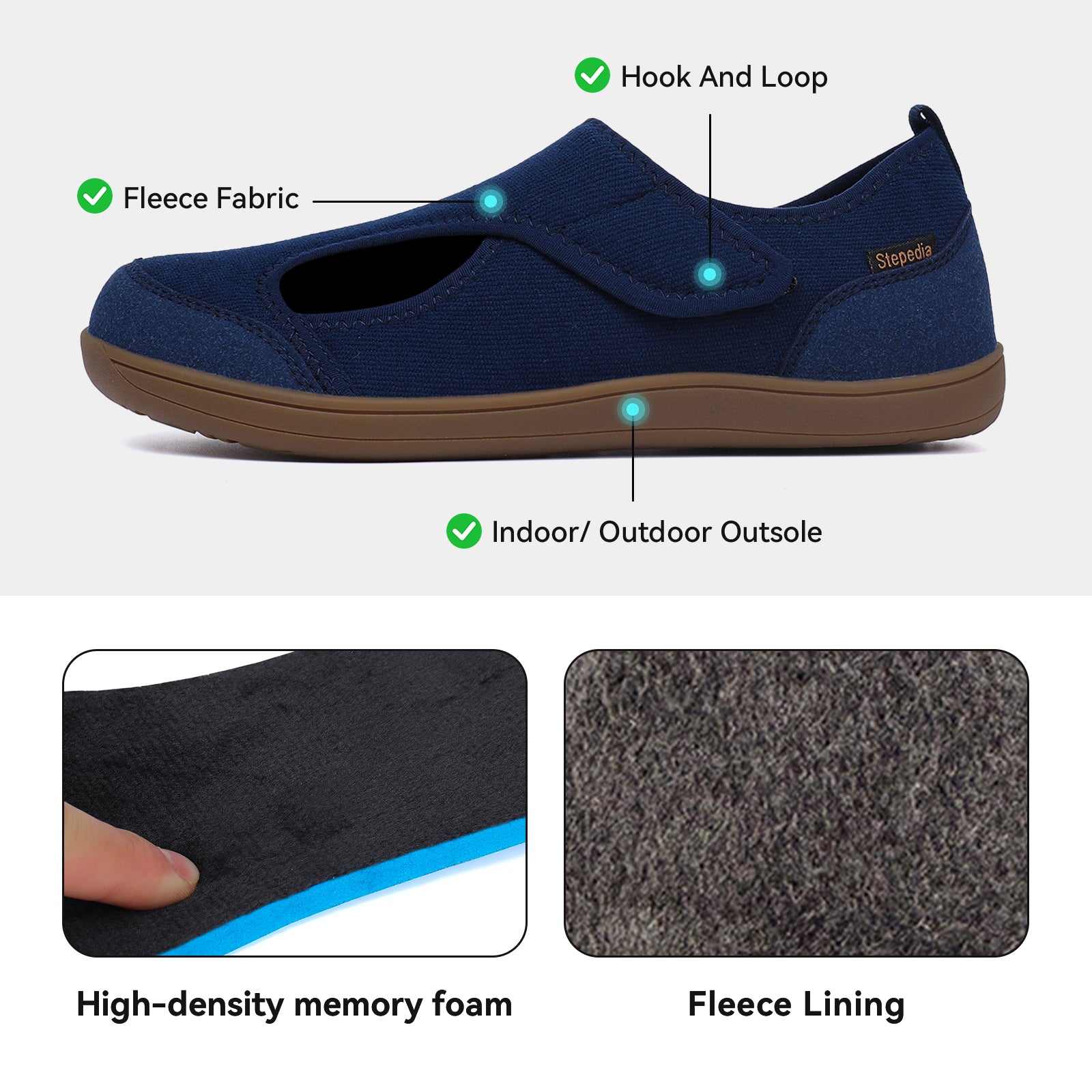 Gexuosn Men Wide Width Slippers Diabetic Shoes Adjustable Barefoot Walking Shoes for Arthritis Edema Feet