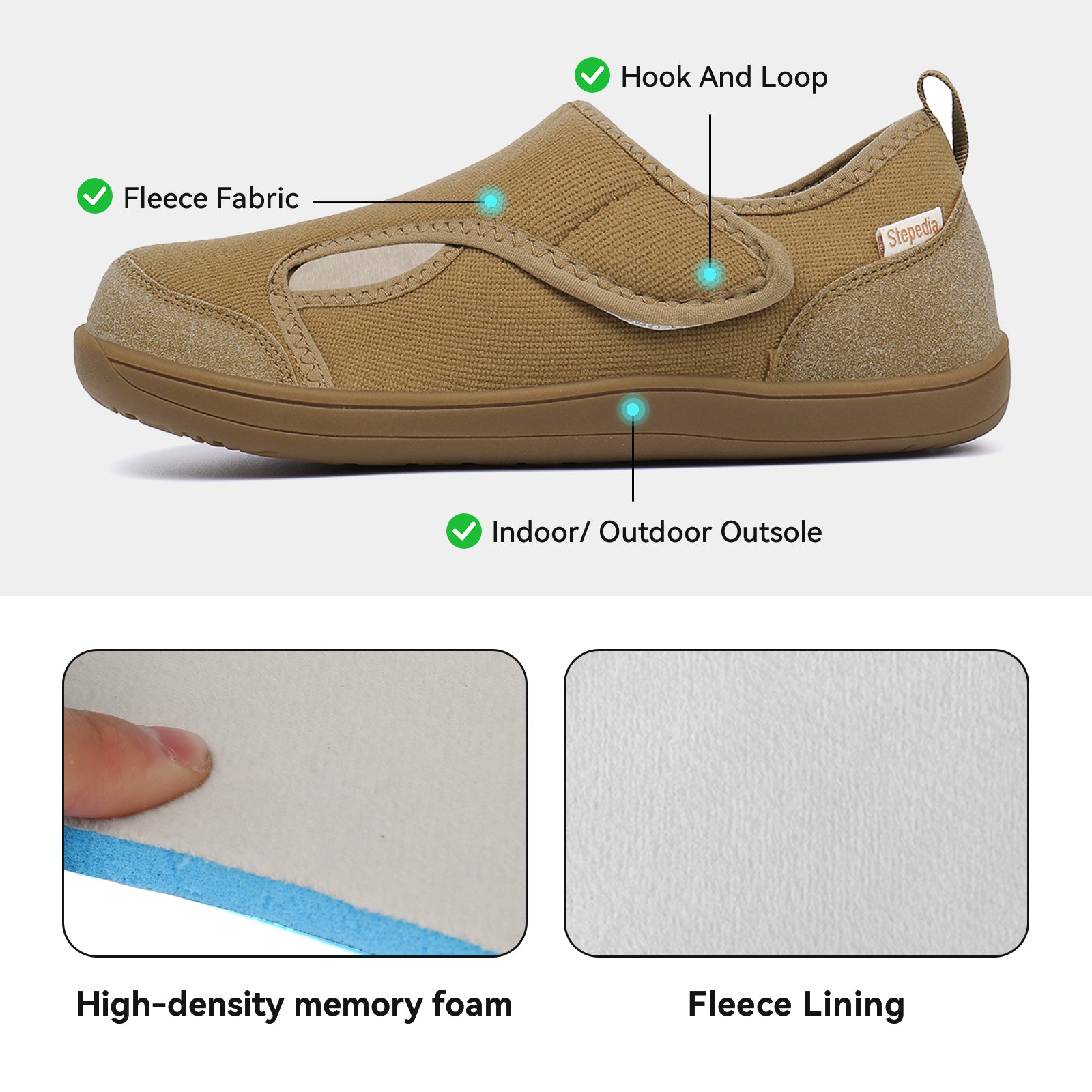 Women Wide Shoes Diabetic Shoes Fleece Slippers Indoor Outdoor House Bedroom Slippers