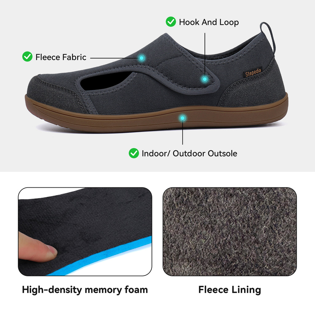 Gexuosn Men Wide Width Slippers Diabetic Shoes Adjustable Barefoot Walking Shoes for Arthritis Edema Feet