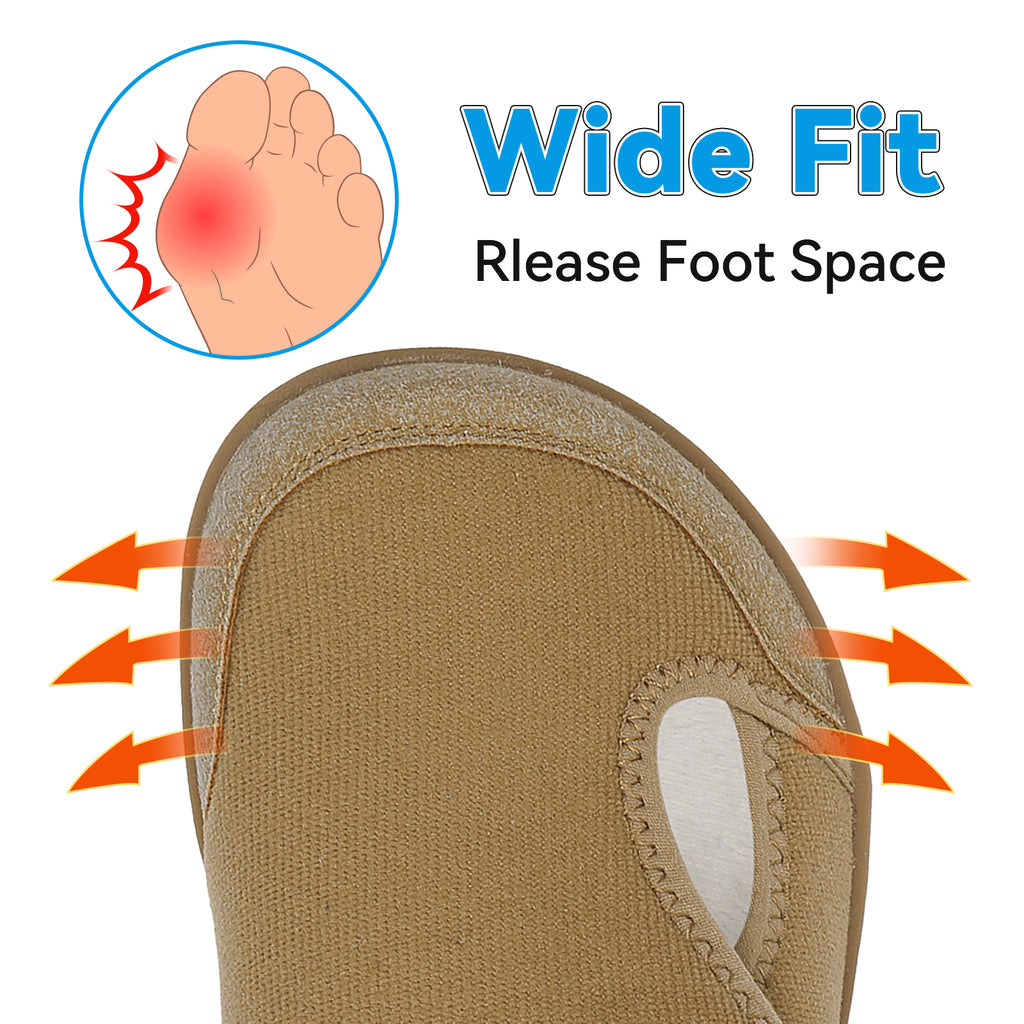 Women Wide Shoes Diabetic Shoes Fleece Slippers Indoor Outdoor House Bedroom Slippers