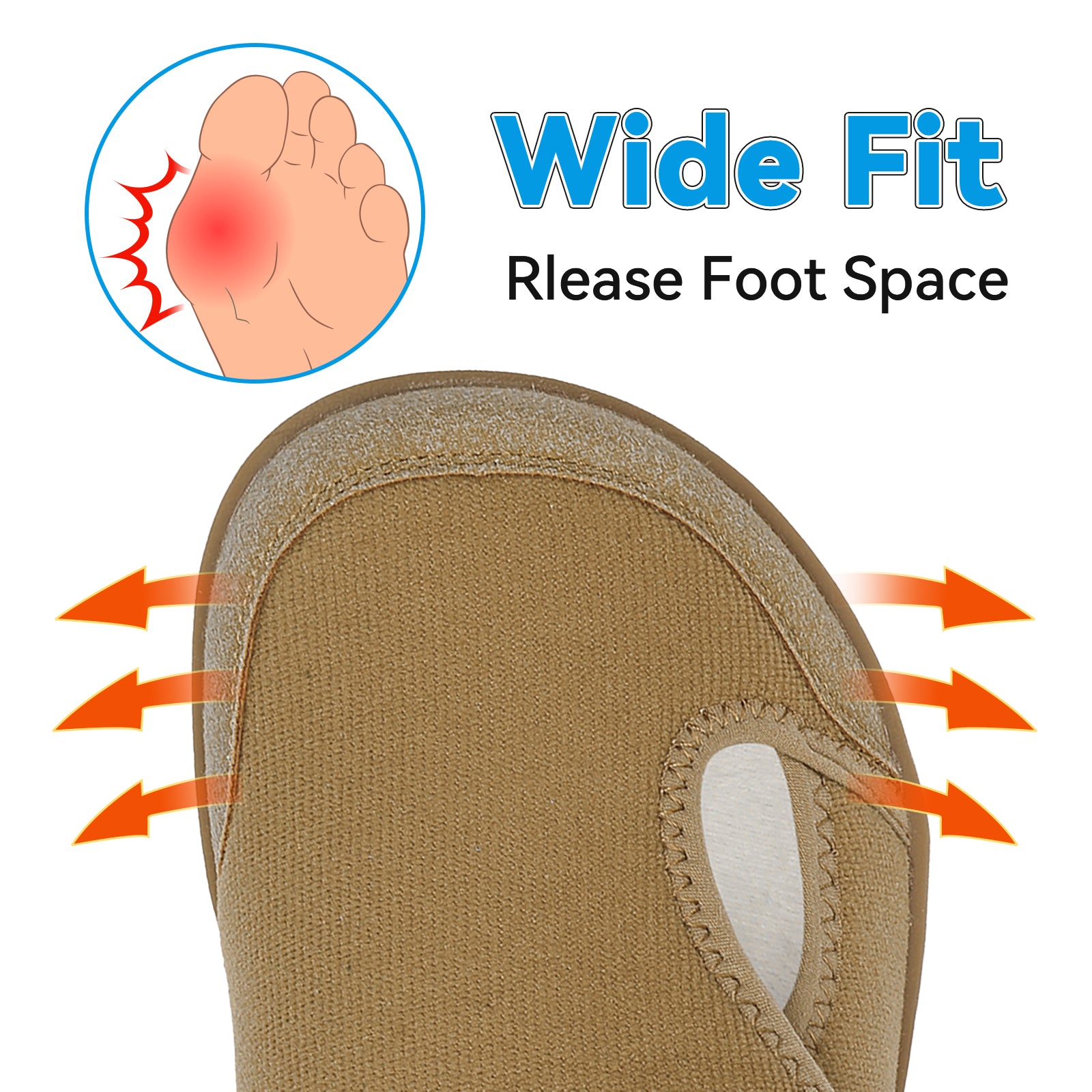 Women Wide Shoes Diabetic Shoes Fleece Slippers Indoor Outdoor House Bedroom Slippers