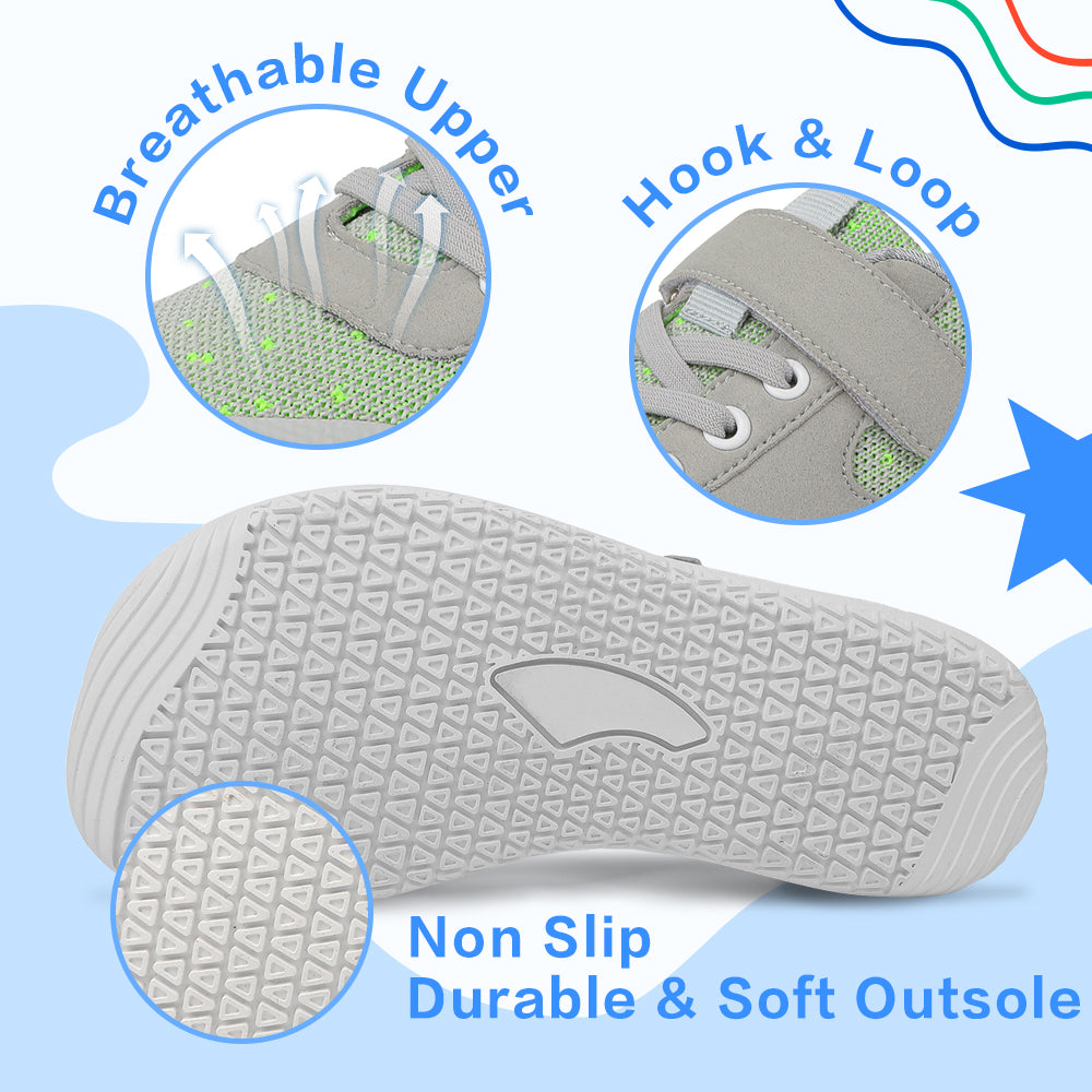 Gexuosn Kids Barefoot Shoes Girls Boys Wide Toe Tennis Shoes Zero Drop Minimalist Sneakers Walking Shoes