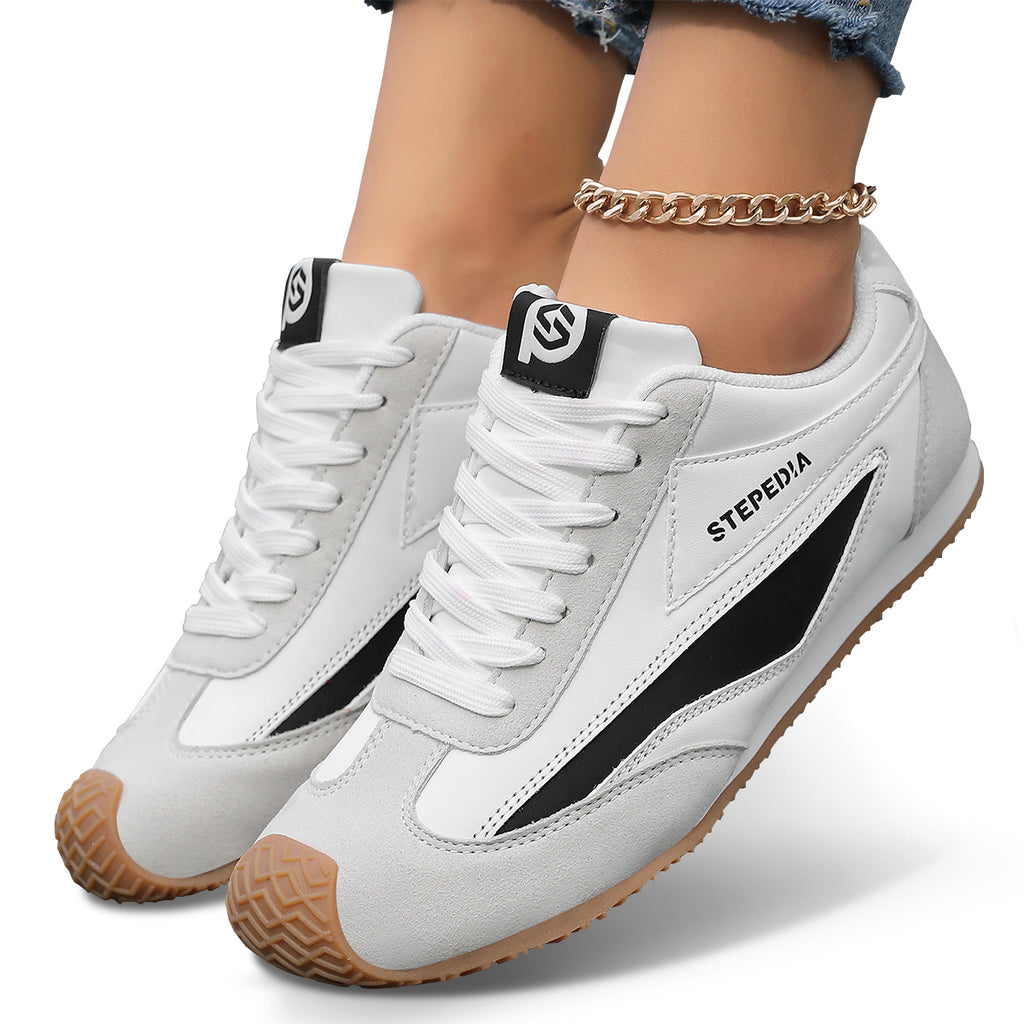Gexuosn Women Classic Retro Wide Sneakers Casual Tennis Shoe Barefoot Walking Anti Slip Trainers