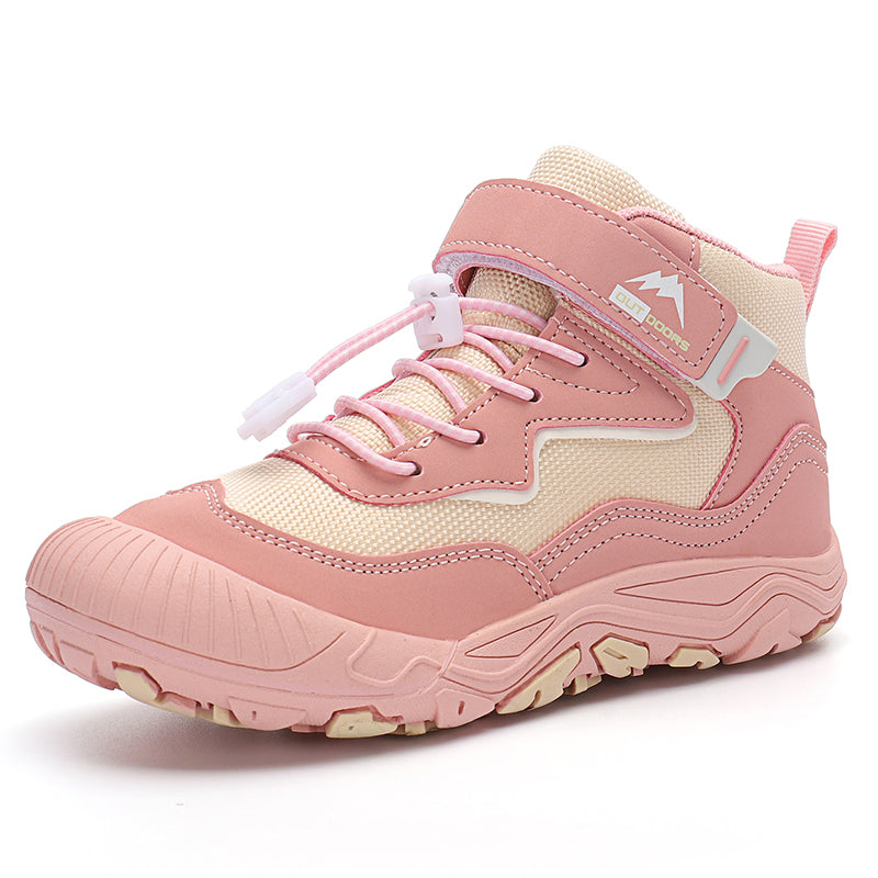 Gexuosn Kids Hiking Boots Wide Toe Boys Girls Hiking Shoes Barefoot Athletic Trekking Shoes Pink