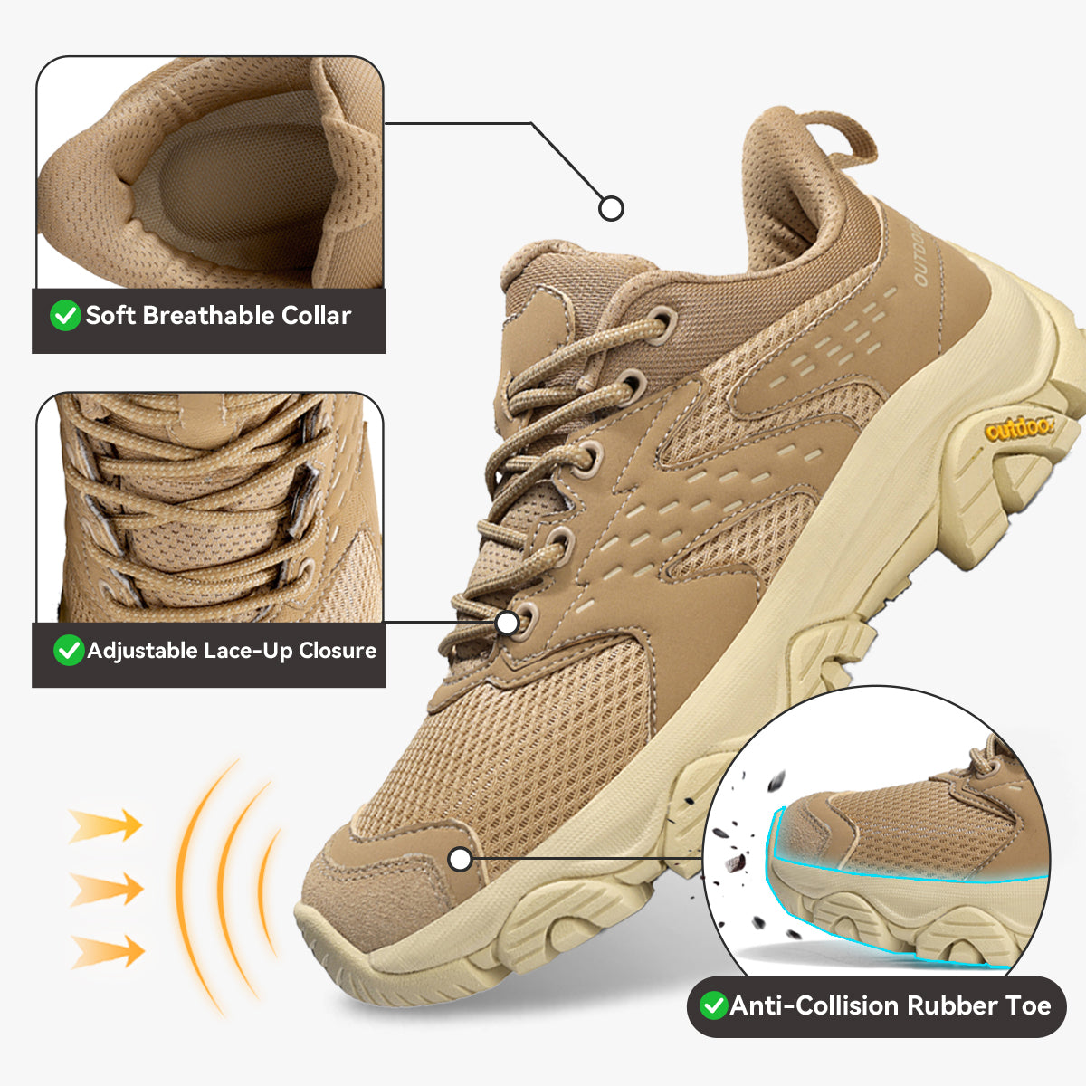 Gexuosn Women's Hiking Shoes Lightweight Breathable Memory Foam Insole Walking Sneakers Outdoor Work Shoes