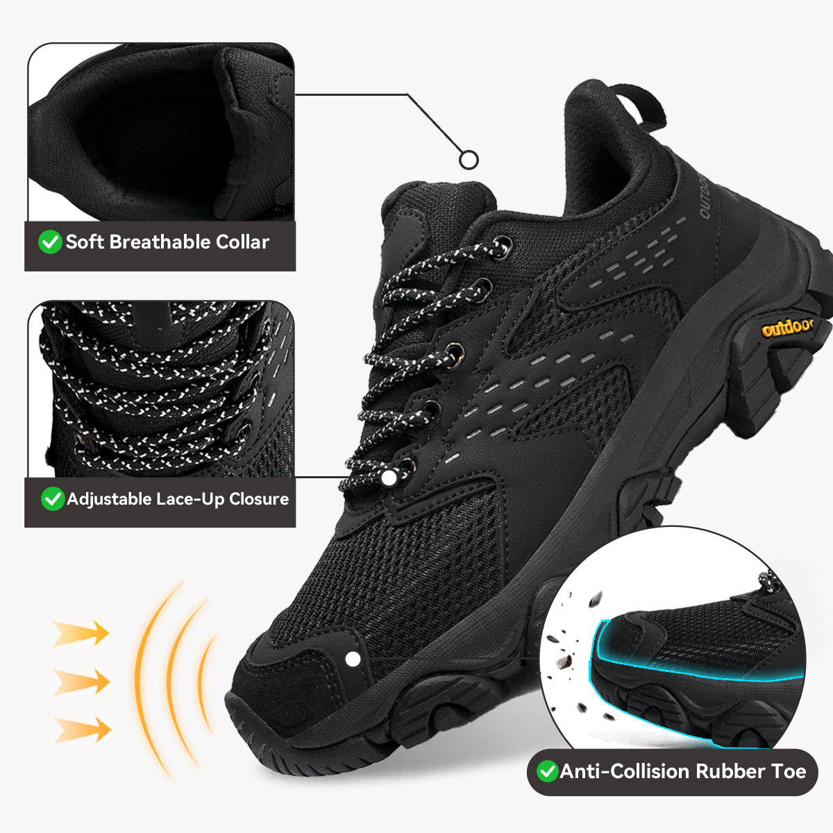 Gexuosn Women's Hiking Shoes Lightweight Breathable Memory Foam Insole Walking Sneakers Outdoor Work Shoes