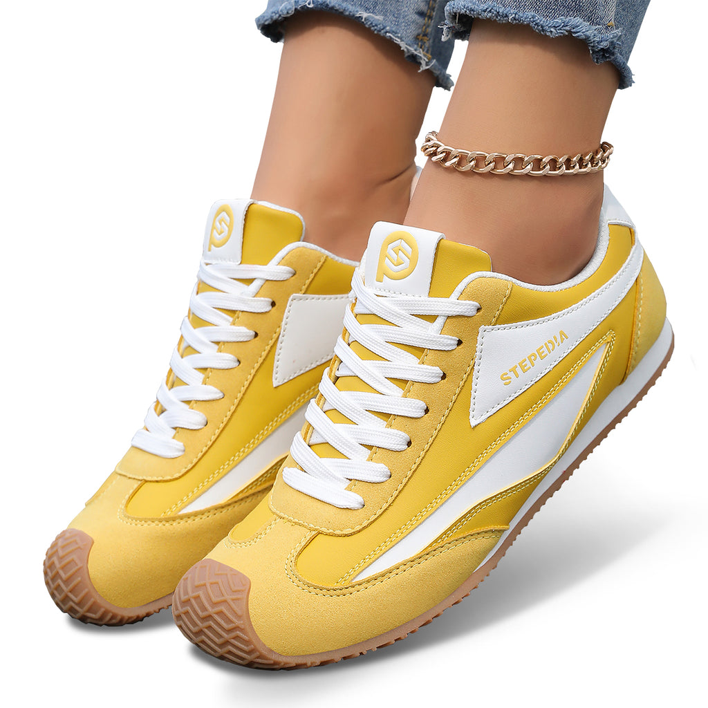 Gexuosn Women Classic Retro Wide Sneakers Casual Tennis Shoe Barefoot Walking Anti Slip Trainers