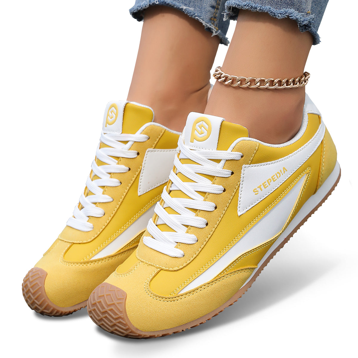 Gexuosn Women Classic Retro Wide Sneakers Casual Tennis Shoe Barefoot Walking Anti Slip Trainers