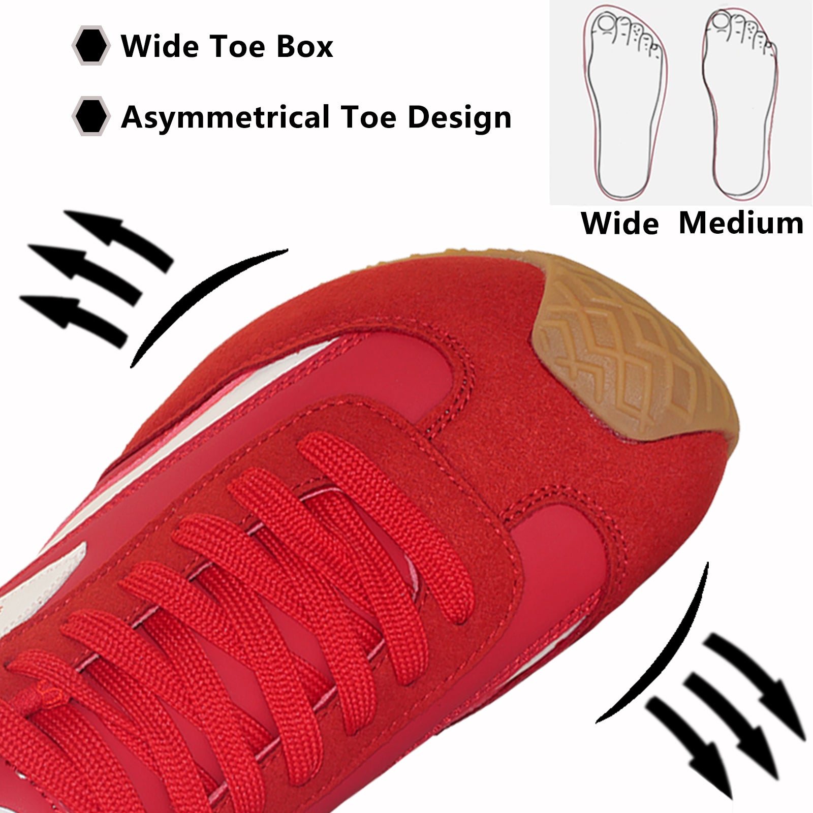 Gexuosn Women Classic Retro Wide Sneakers Casual Tennis Shoe Barefoot Walking Anti Slip Trainers