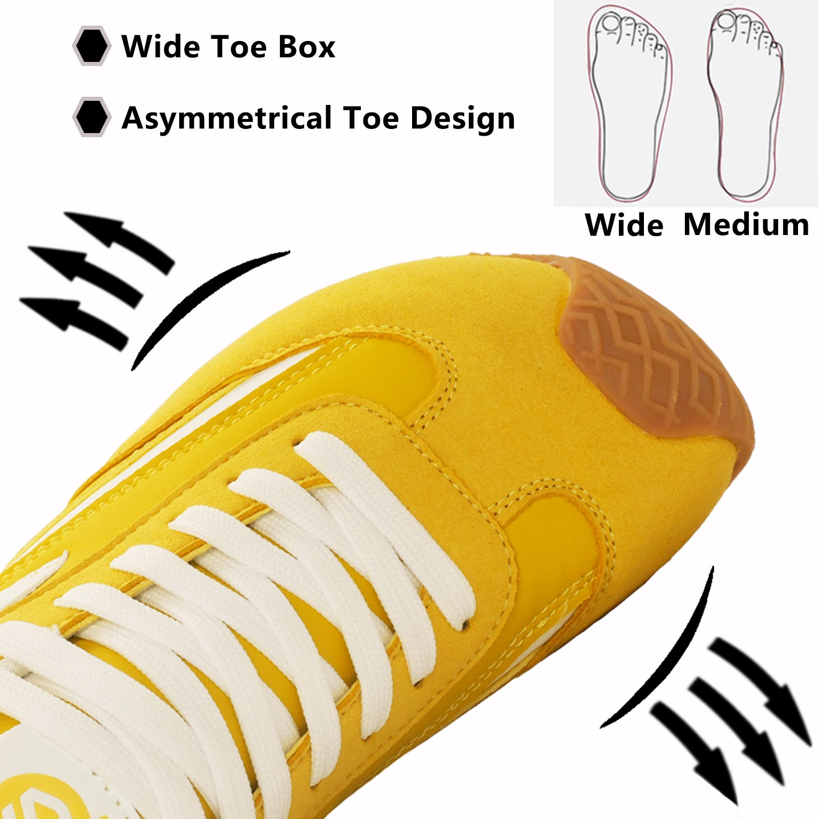 Gexuosn Women Classic Retro Wide Sneakers Casual Tennis Shoe Barefoot Walking Anti Slip Trainers