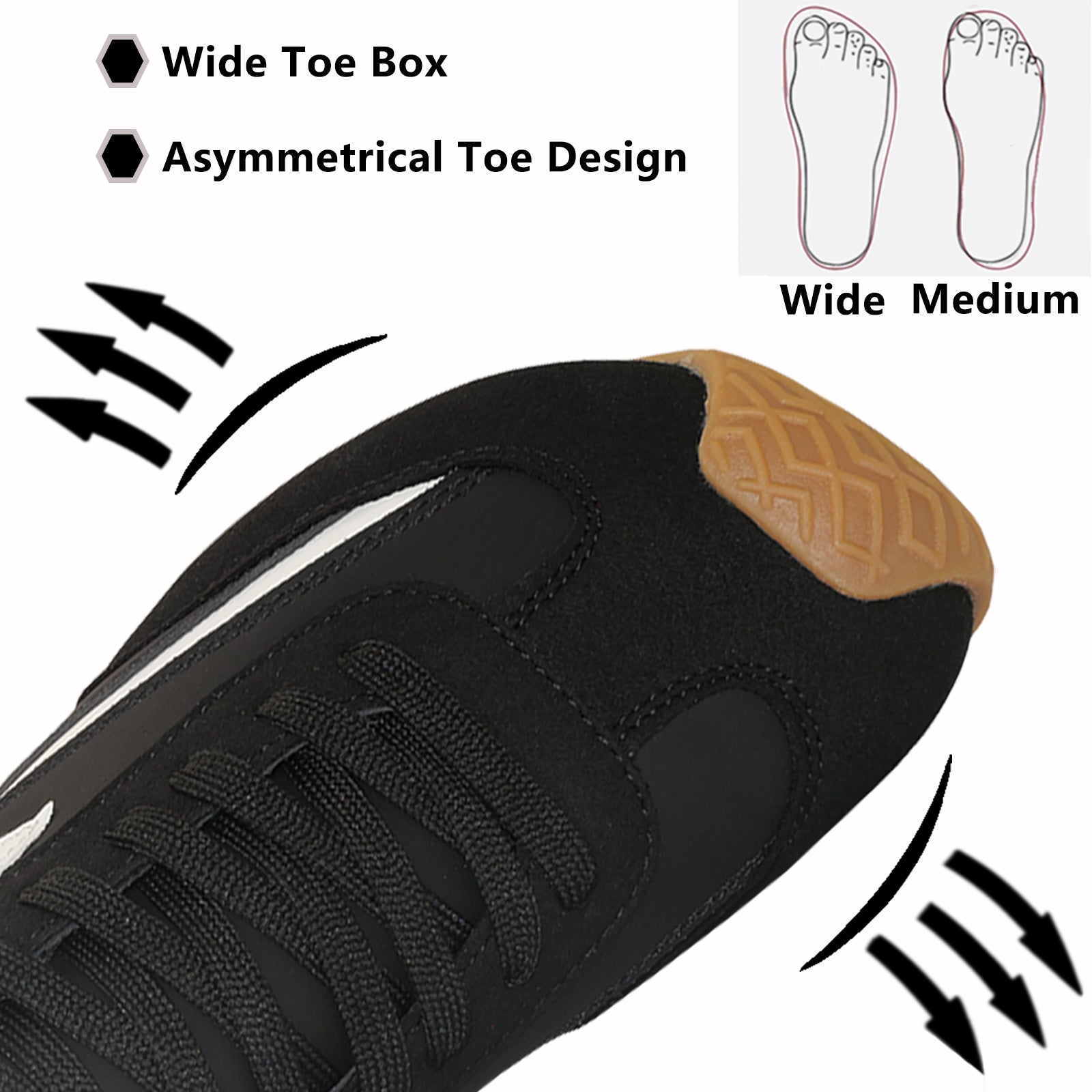 Gexuosn Women Classic Retro Wide Sneakers Casual Tennis Shoe Barefoot Walking Anti Slip Trainers
