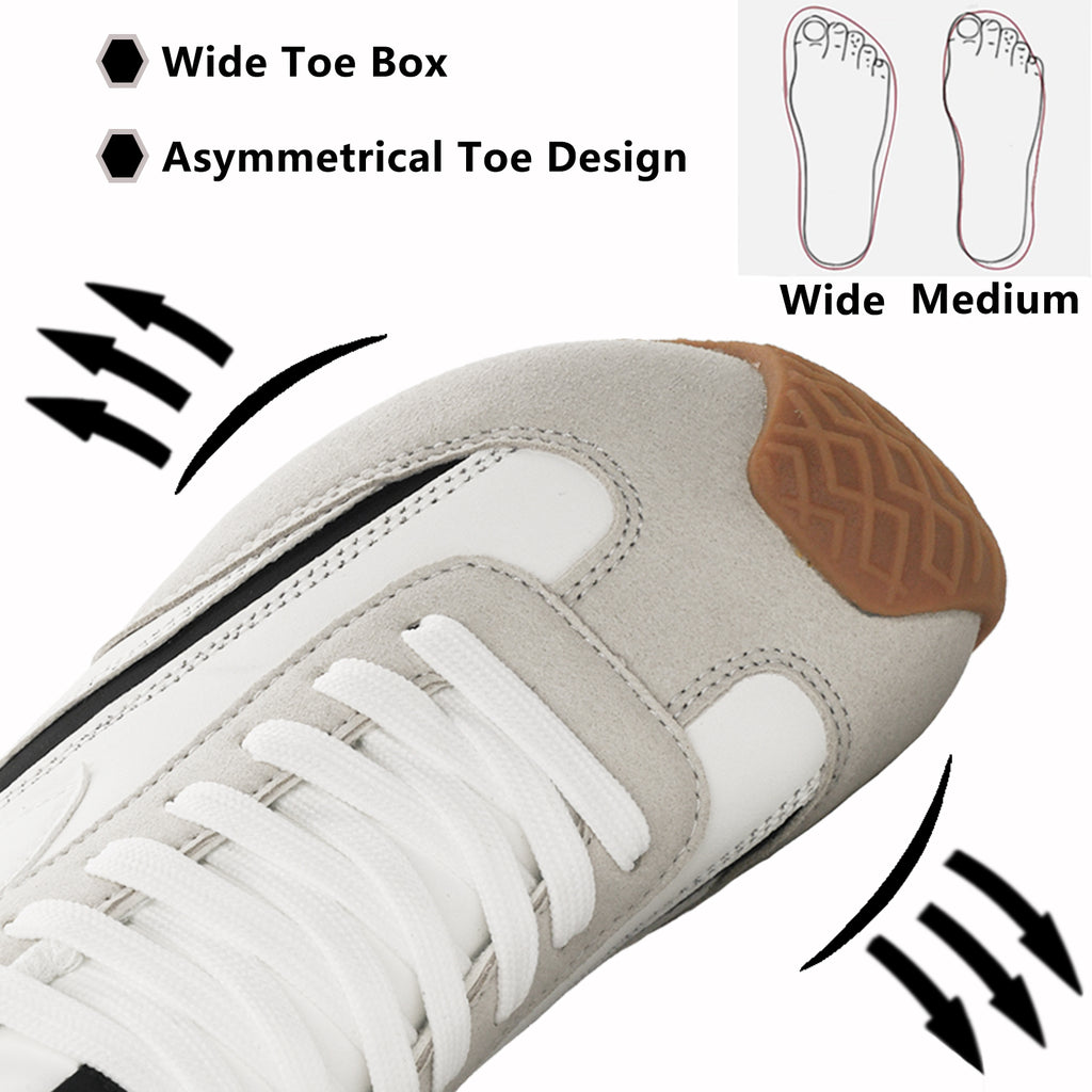 Gexuosn Women Classic Retro Wide Sneakers Casual Tennis Shoe Barefoot Walking Anti Slip Trainers