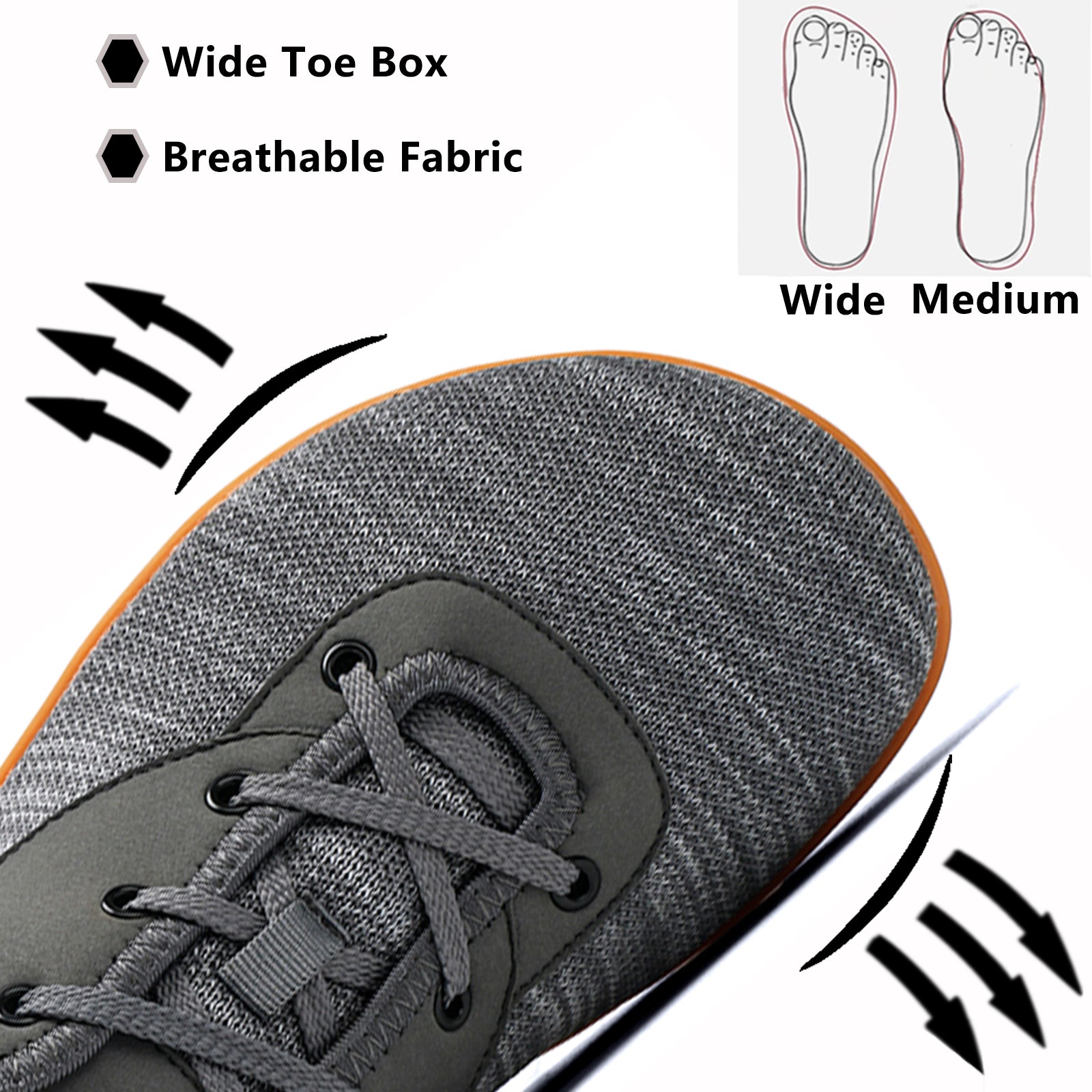 Mens Walking Shoes Wide Toe Barefoot Cross-Trainer Shoes Comfortable Tennis Shoes Fashion Sneakers