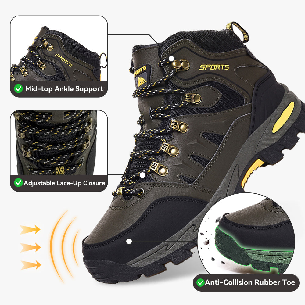 Gexuosn Hiking Boots for Men Mid Ankle Trekking Trails Boots Work Boots