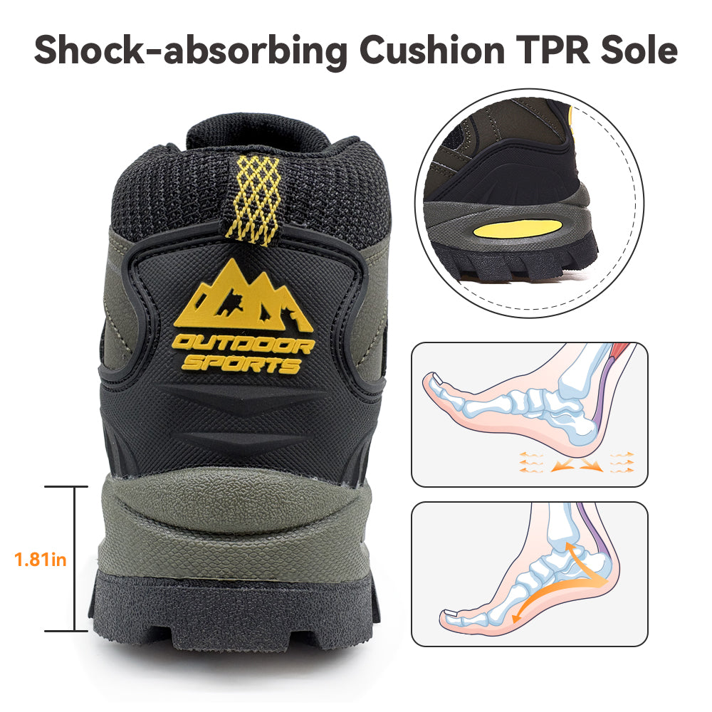 Gexuosn Hiking Boots for Men Mid Ankle Trekking Trails Boots Work Boots