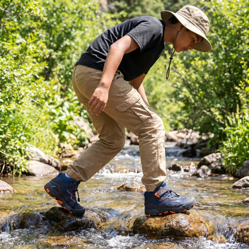 Gexuosn Kids Hiking Boots Wide Toe Boys Girls Hiking Shoes Barefoot Athletic Trekking Shoes