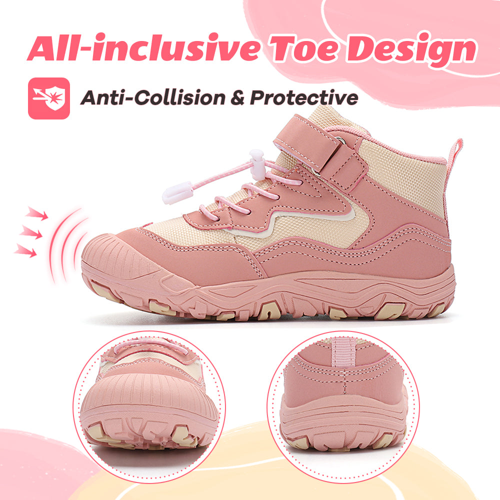 Gexuosn Kids Hiking Boots Wide Toe Boys Girls Hiking Shoes Barefoot Athletic Trekking Shoes