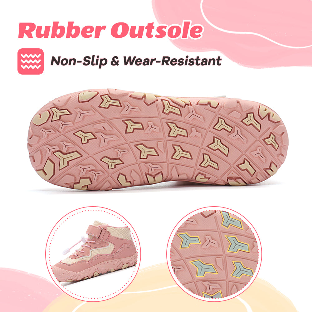 Gexuosn Kids Hiking Boots Wide Toe Boys Girls Hiking Shoes Barefoot Athletic Trekking Shoes