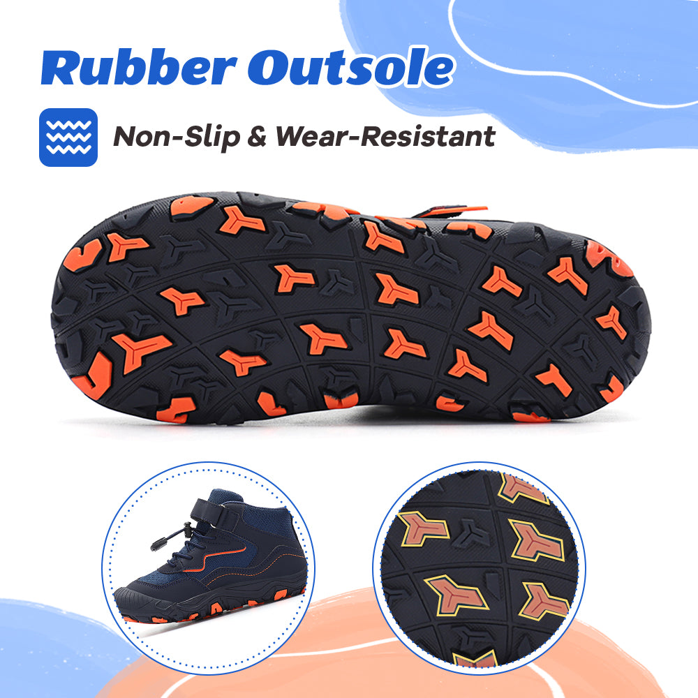 Gexuosn Kids Hiking Boots Wide Toe Boys Girls Hiking Shoes Barefoot Athletic Trekking Shoes
